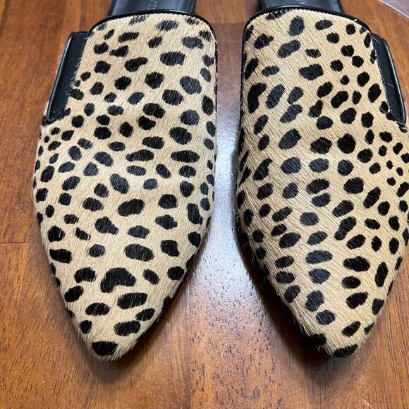 Jenni Kayne Leopard Animal Print Pointed Toe Pony Hair Mules Slip Ons Sz 37 US 7 - Picture 14 of 16